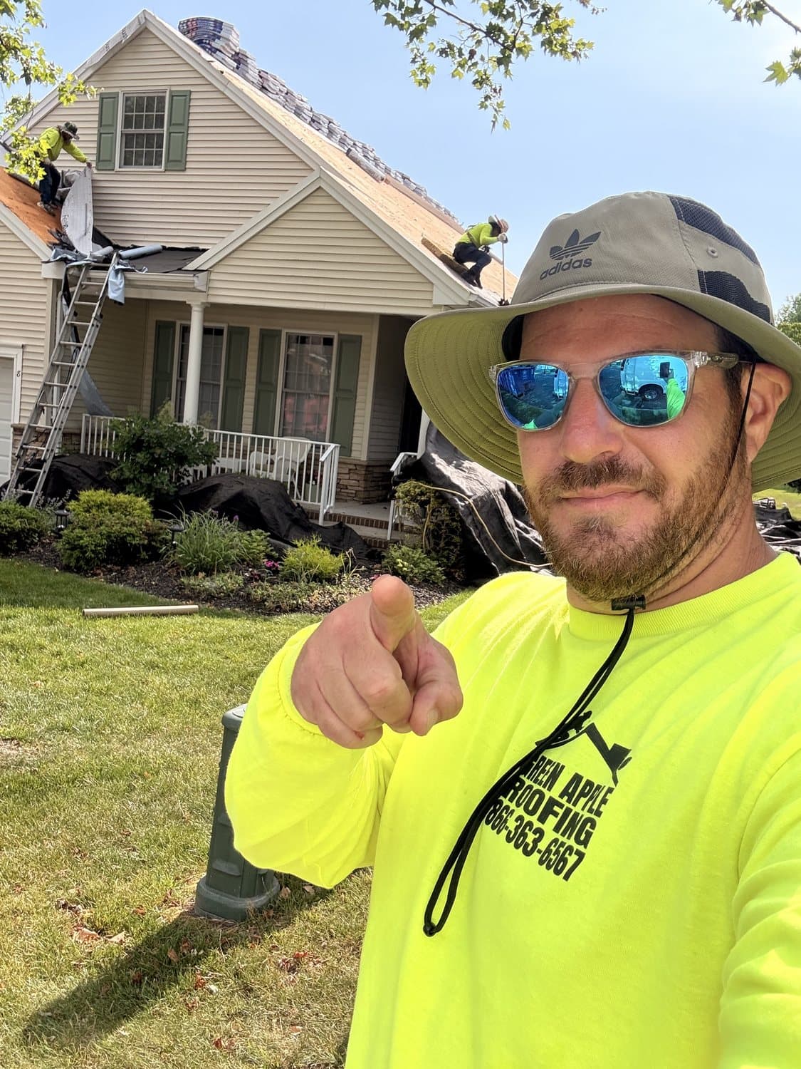 Ron (Sharone) Tal, founder of Green Apple Roofing, on a New Jersey job site